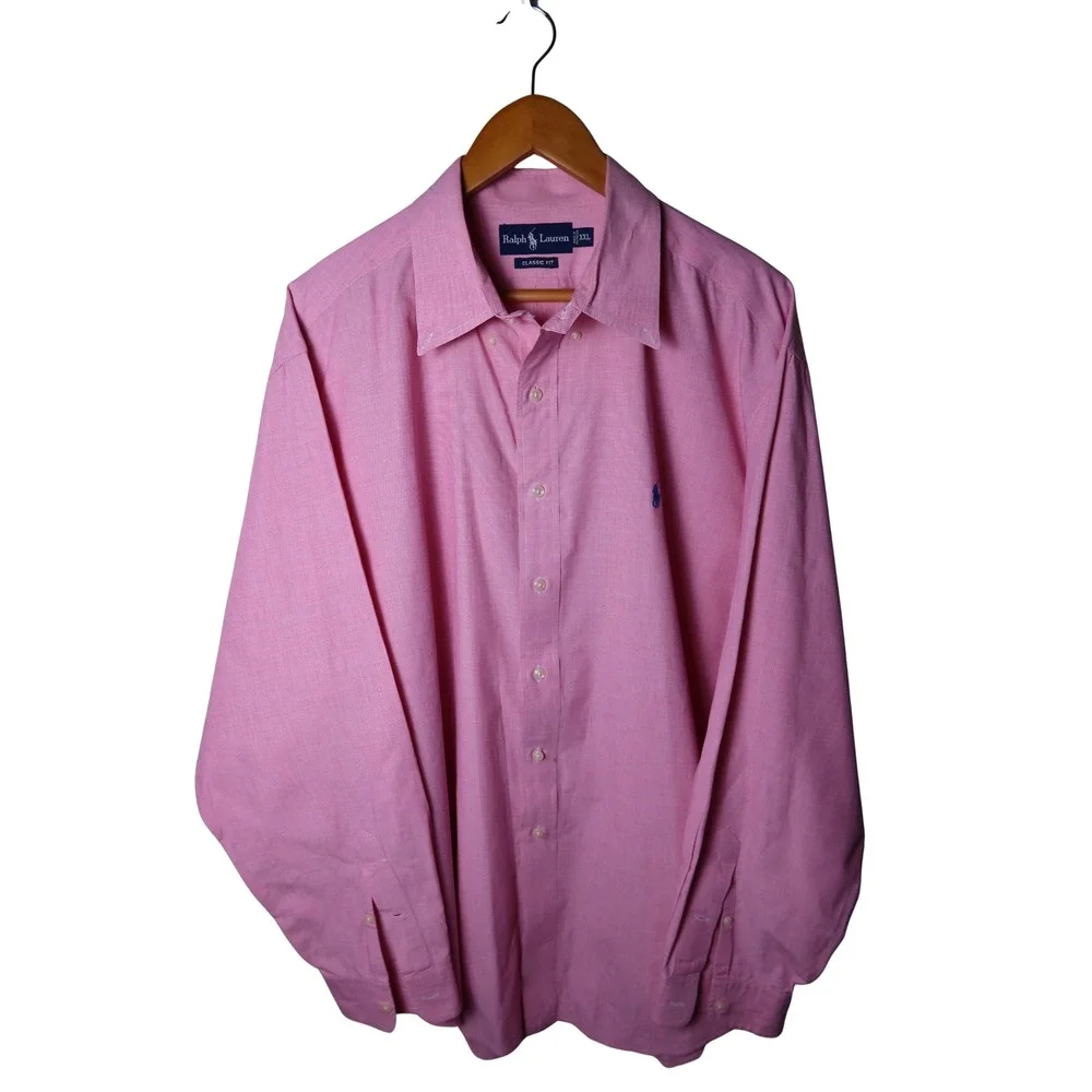 Polo Ralph Lauren Mens XXL Classic Fit Pink Button Down Shirt Long Sleeve Pony